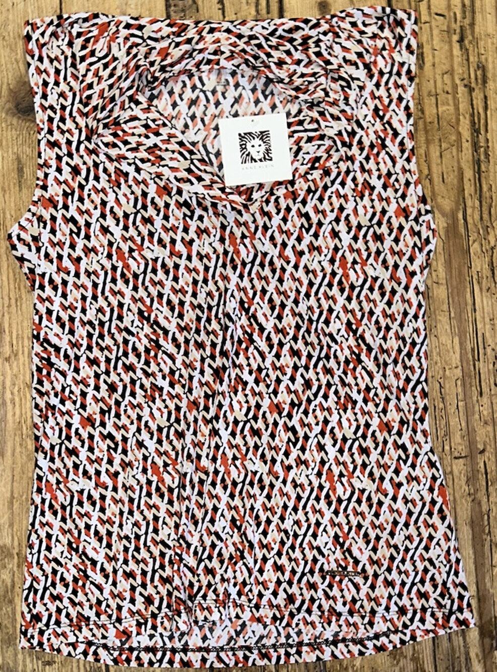 anne klein women’s size S new spicy orange combo sleeveless vneck blouse